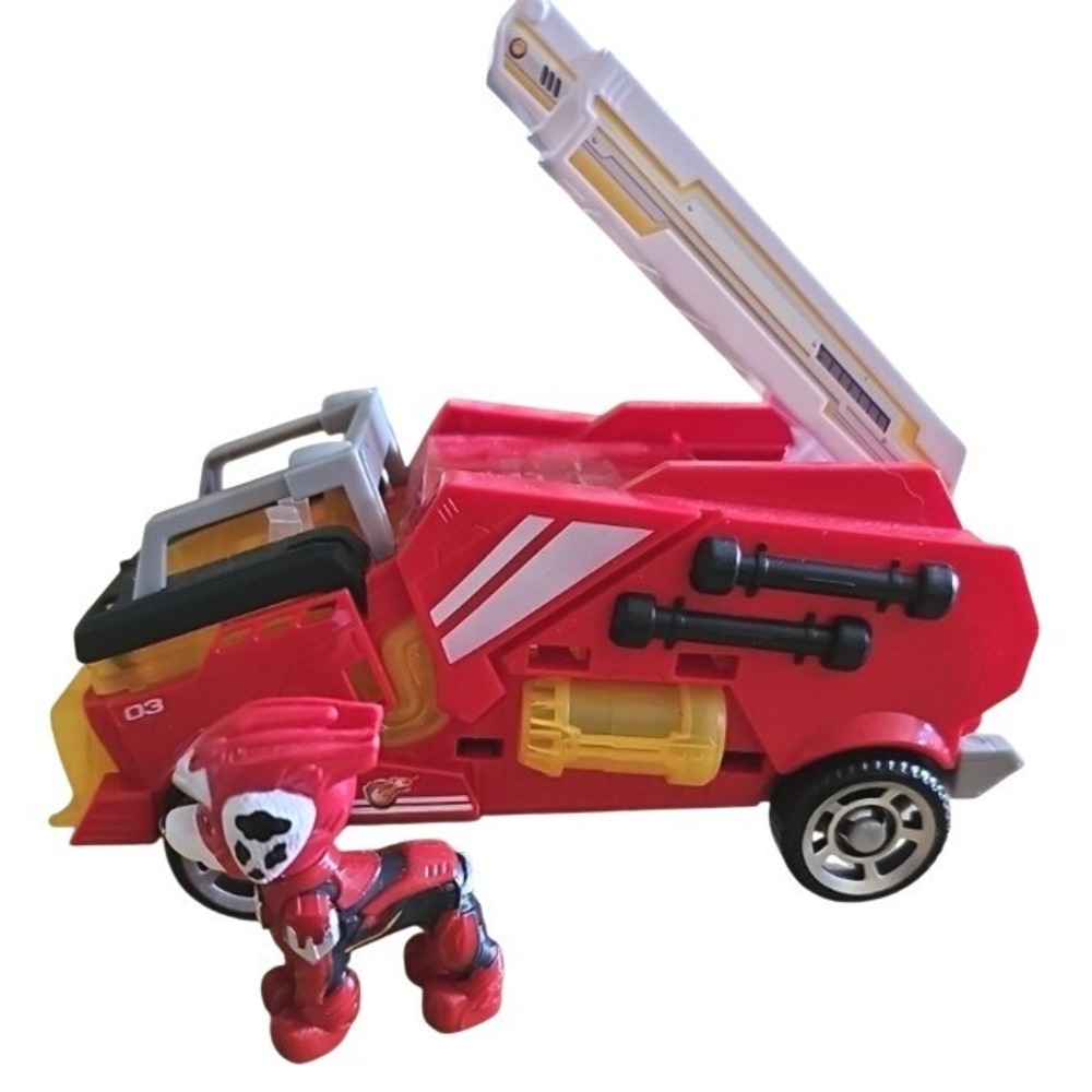 Paw Patrol Mighty Pups Super Paws Marshall Transforming Powered Up Fire Truck